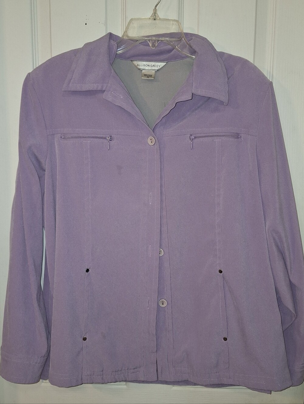 Allison Daley Lavender Button-Front Utility Jacket Courdoroy Size 16